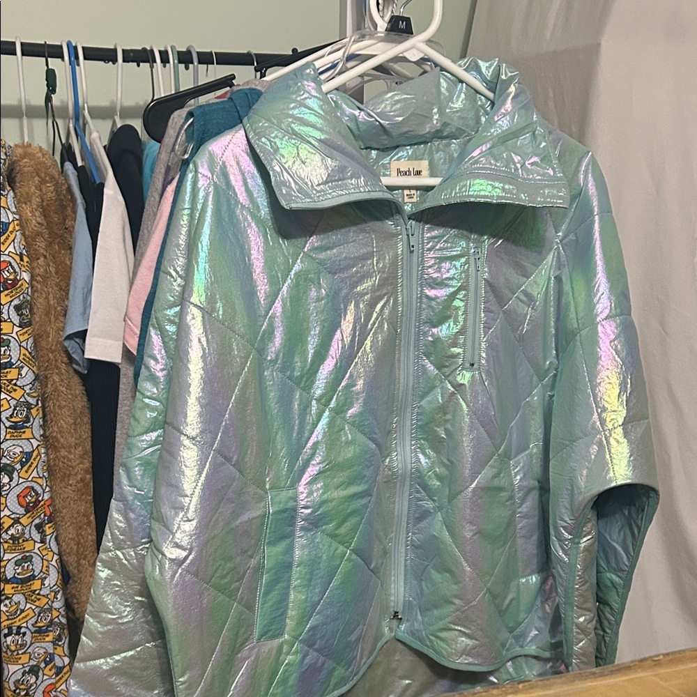Peach Love California Iridescent Puffer Jacket